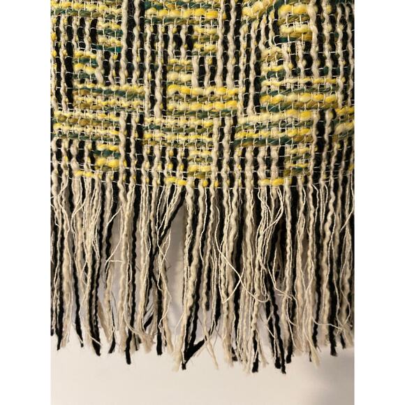 Emin and Paul Tweed Fringe Yellow Green Black Lady Jacket Wool Blend EUC Crop S - Picture 10 of 10